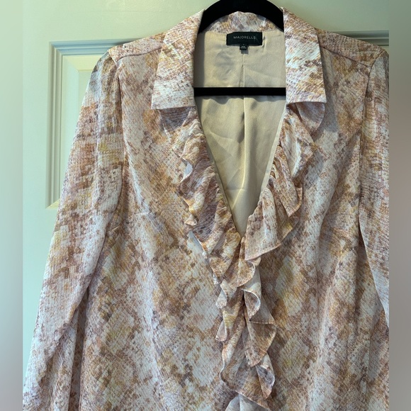 REVOLVE Majorelle Snake Print Ruffle Front Blouse - Picture 8 of 9